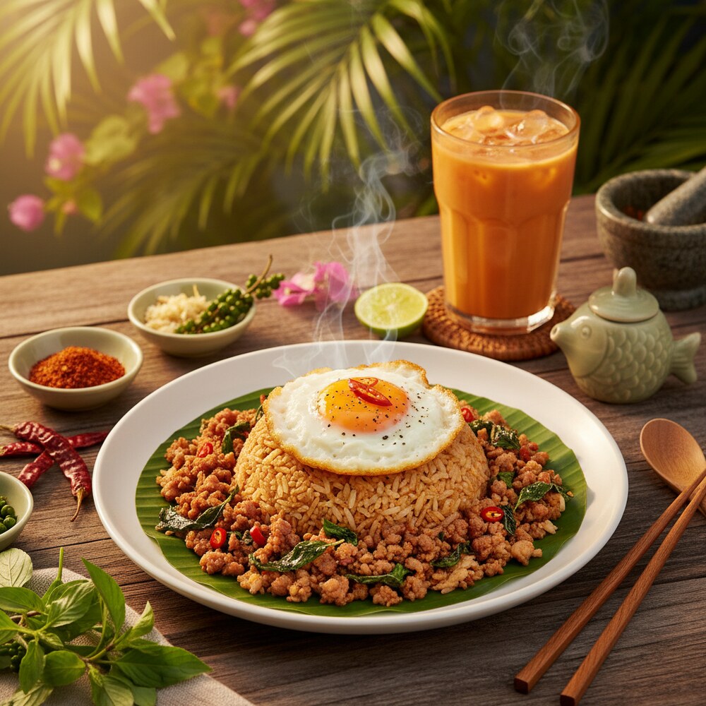Khao Pad Krapow Moo (Riz sauté au basilic thaï et au porc)