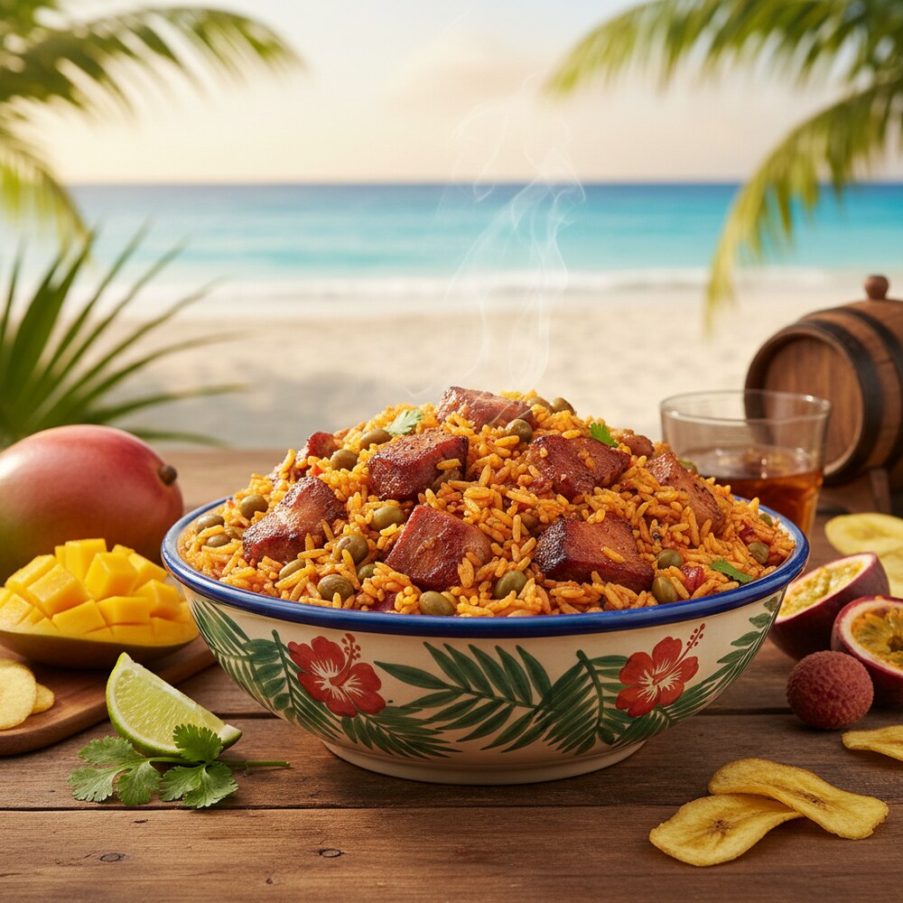 Arroz con Gandules mit Schweinefleisch