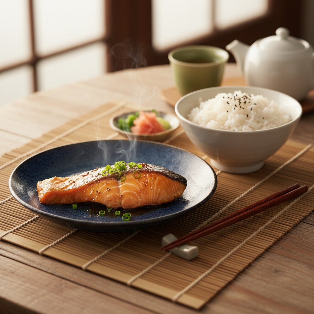 Saumon Grillé à la Pâte de Miso et Riz