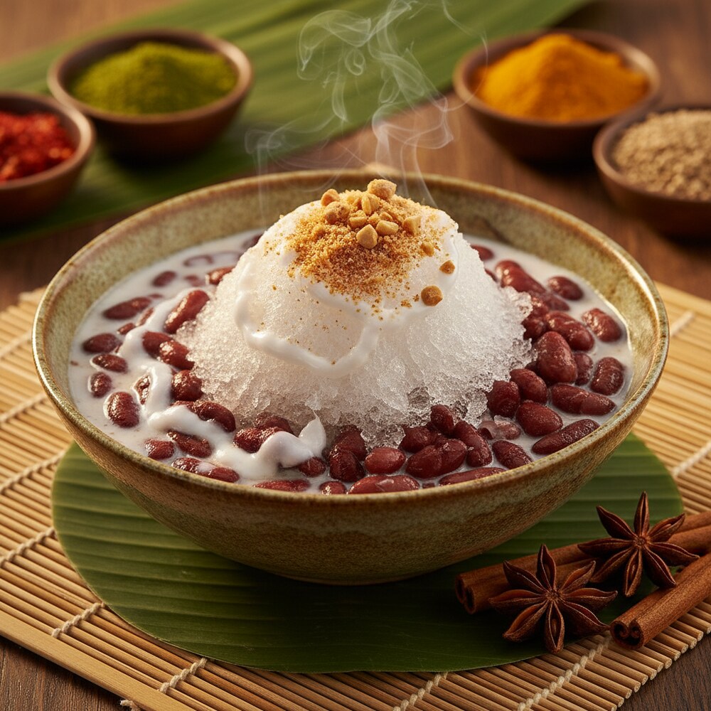 Haricots rouges thaïlandais au lait de coco et à la glace