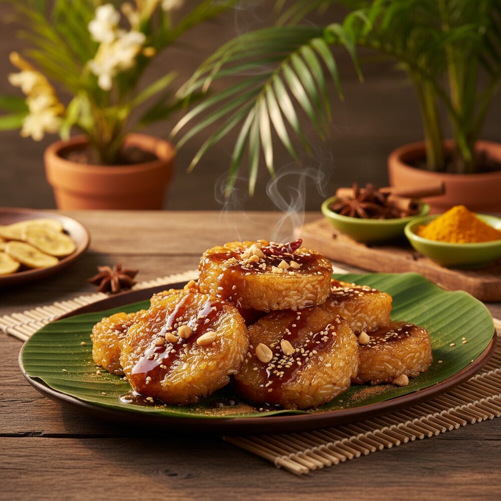 Riz gluant thaï frit à la banane