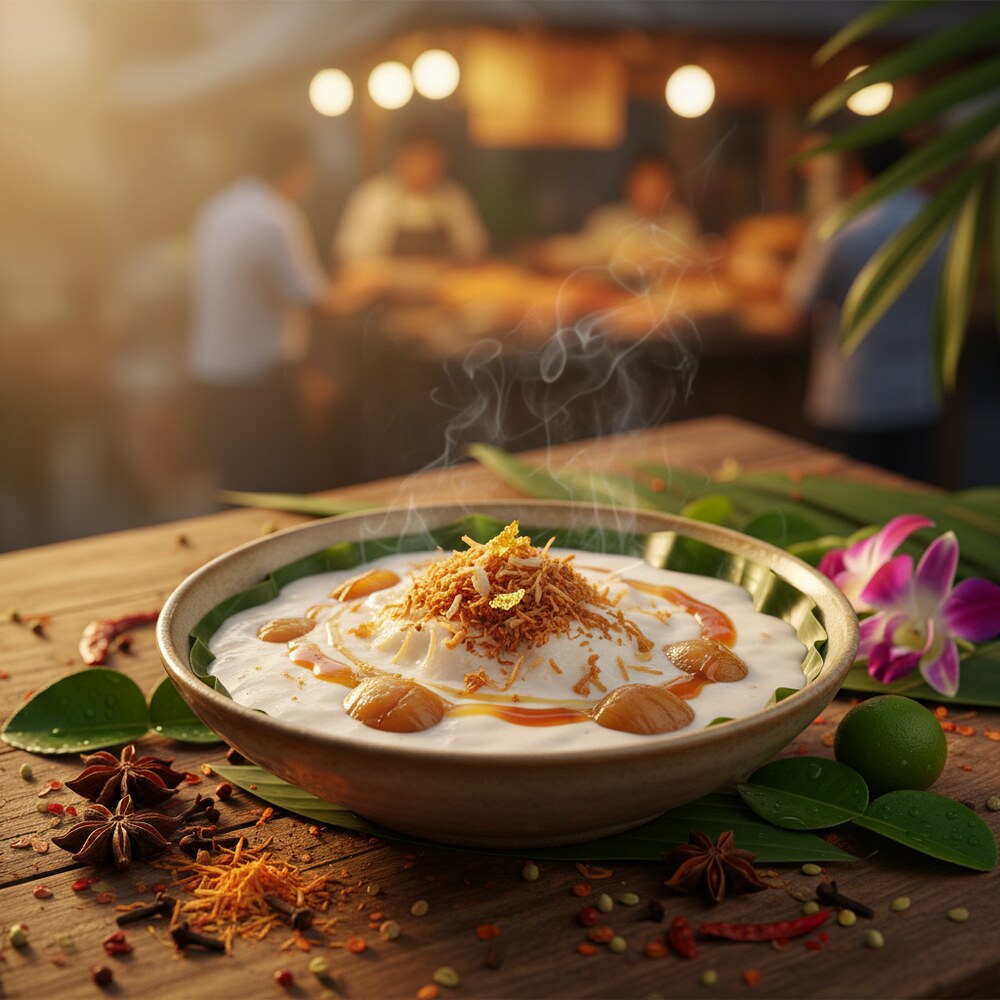 Pudding thaï à la noix de coco et aux châtaignes