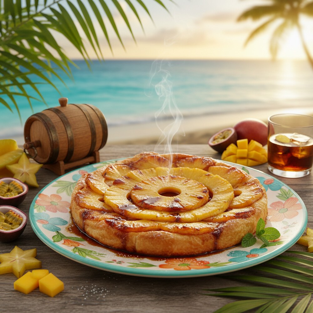 Tarte Tatin mit Ananas und Rum (Martinique)