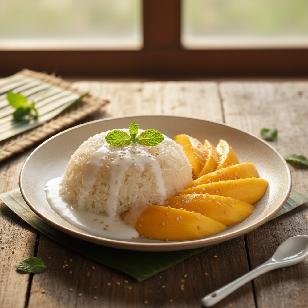 Riz gluant à la mangue pour le petit-déjeuner