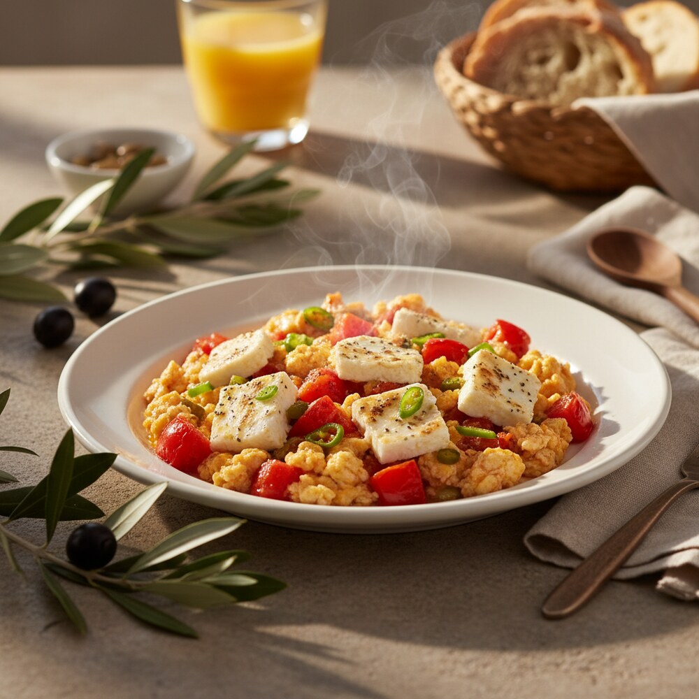Kagianas (Huevos revueltos con tomates y queso feta)