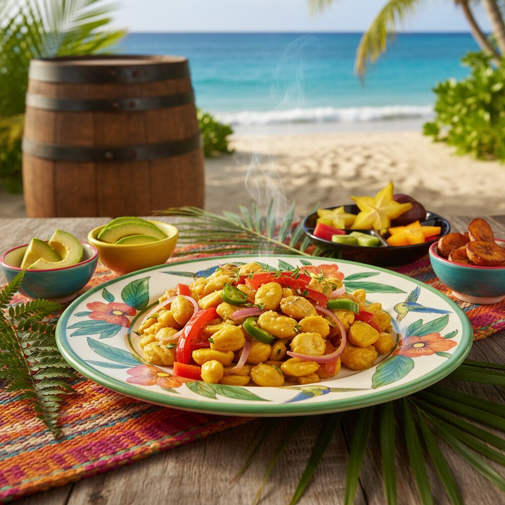Ackee mit gesalzenem Fisch