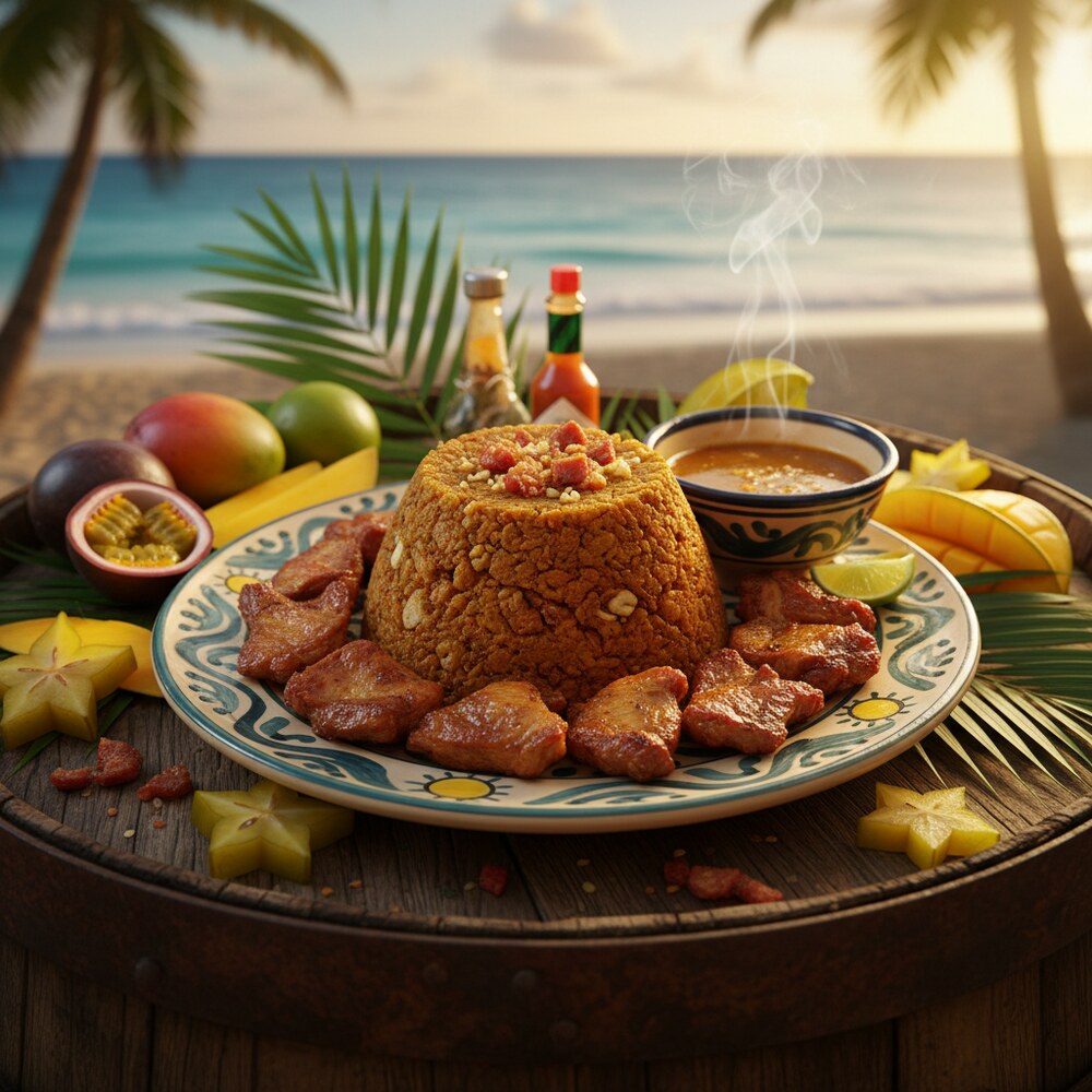 Puerto Rican Mofongo mit Carne Frita