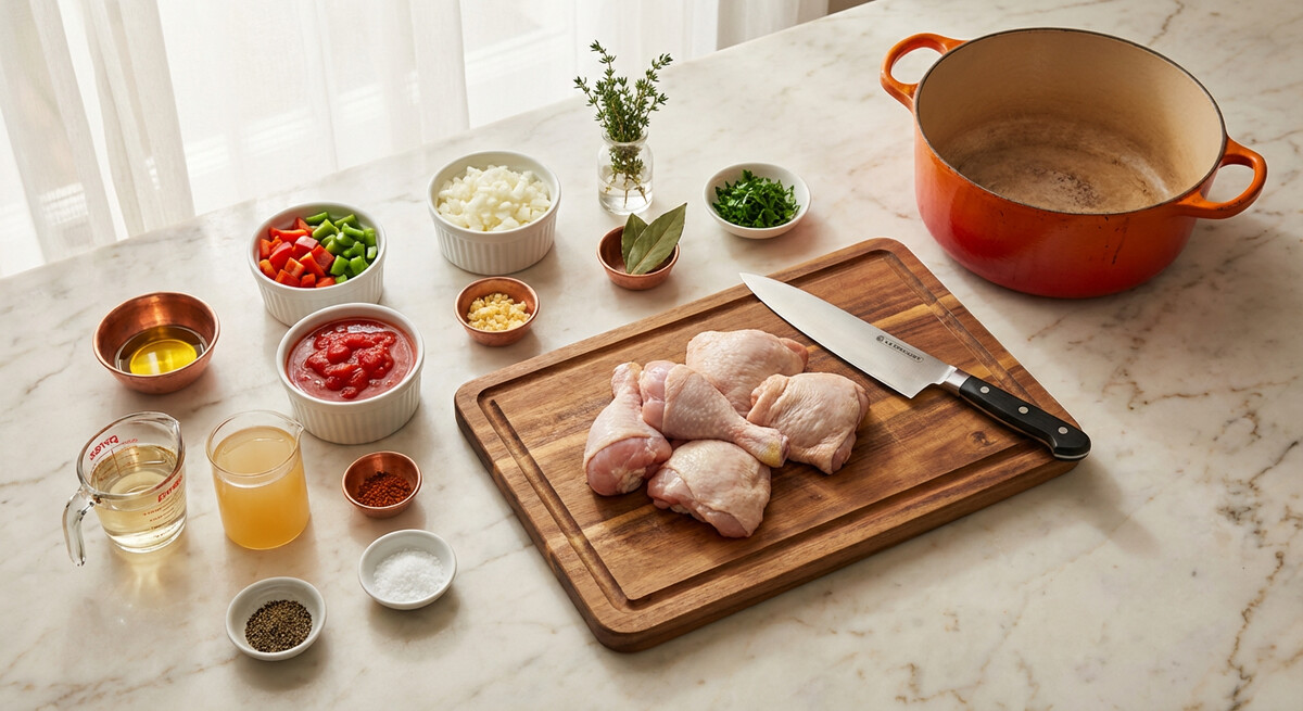 Mise en place: Pollo Vasca