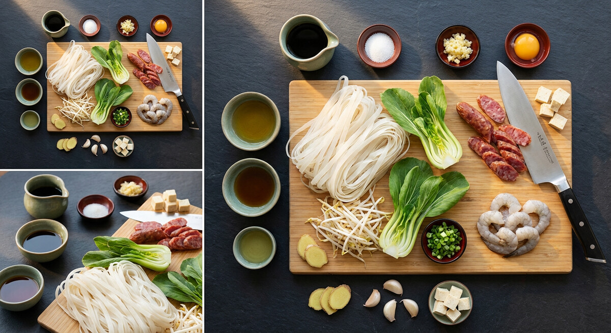 Mise en place: Char Kway Teow