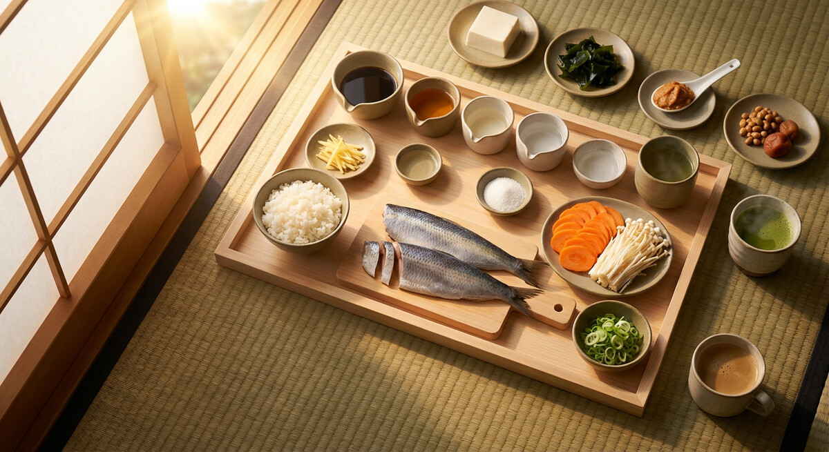 Mise en place: Nishin no Matsumaedo (Hareng sauce aigre-douce avec riz)