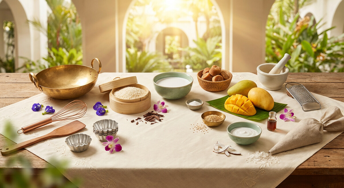 Mise en place: Riz aromatique à la noix de coco et à la mangue