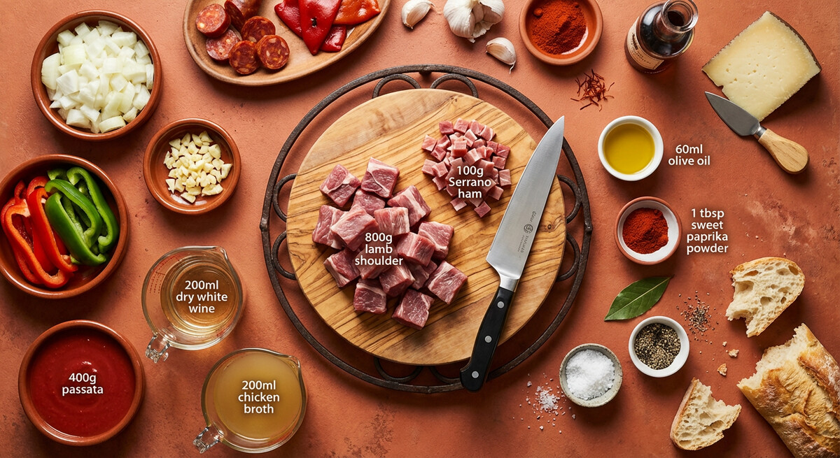 Mise en place: Cordero al Chilindrón
