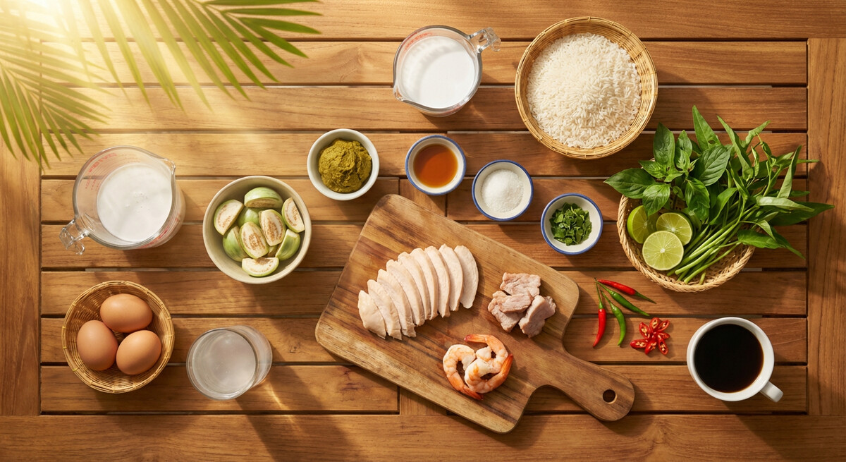 Mise en place: Khao Rad Gaeng (Riz au Curry)