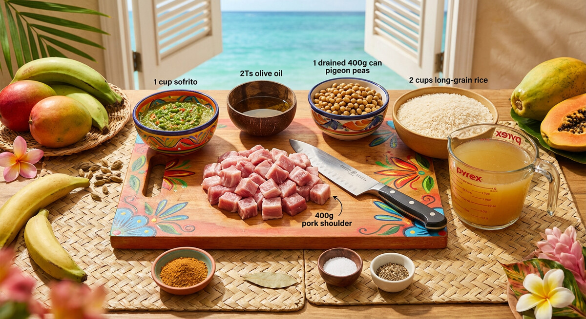 Mise en Place: Arroz con Gandules mit Schweinefleisch