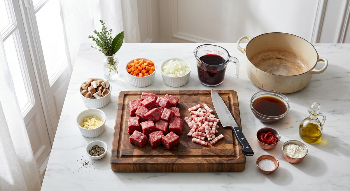Mise en place: Ternera Bourguignon