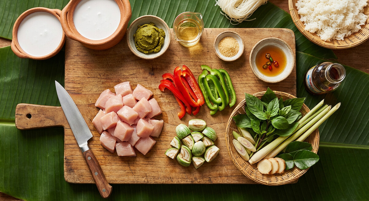 Mise en place: Gaeng Keow Wan Gai (Curry Vert au Poulet)