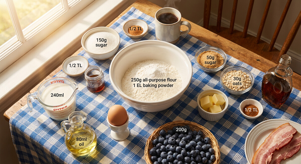 Mise en place: Muffins pour le petit-déjeuner aux myrtilles