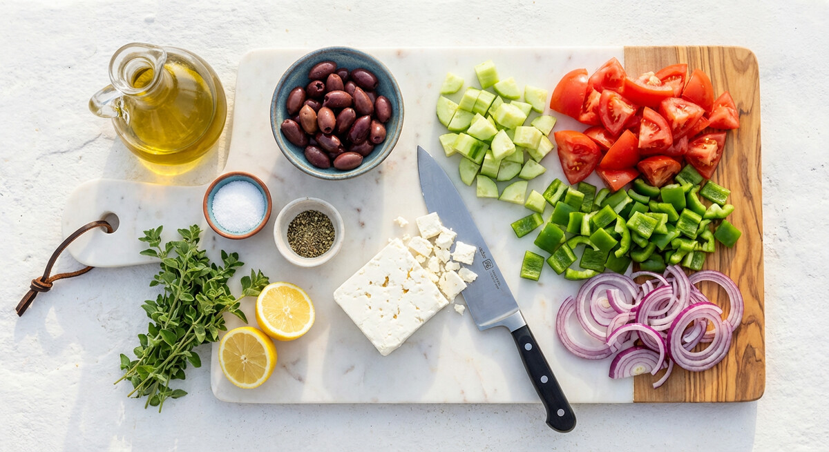 Hazırlık: Yunan Salatası (Horiatiki)