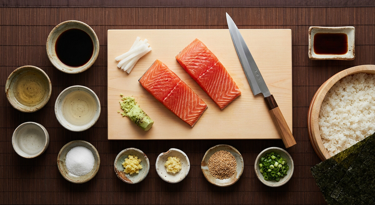 Mise en place: Saumon grillé à la sauce Teriyaki