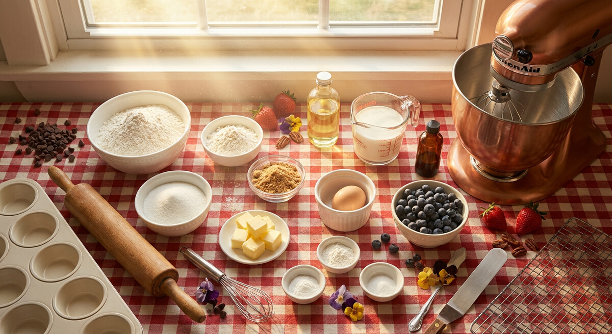 Mise en place: Muffins aux Myrtilles et Streusel