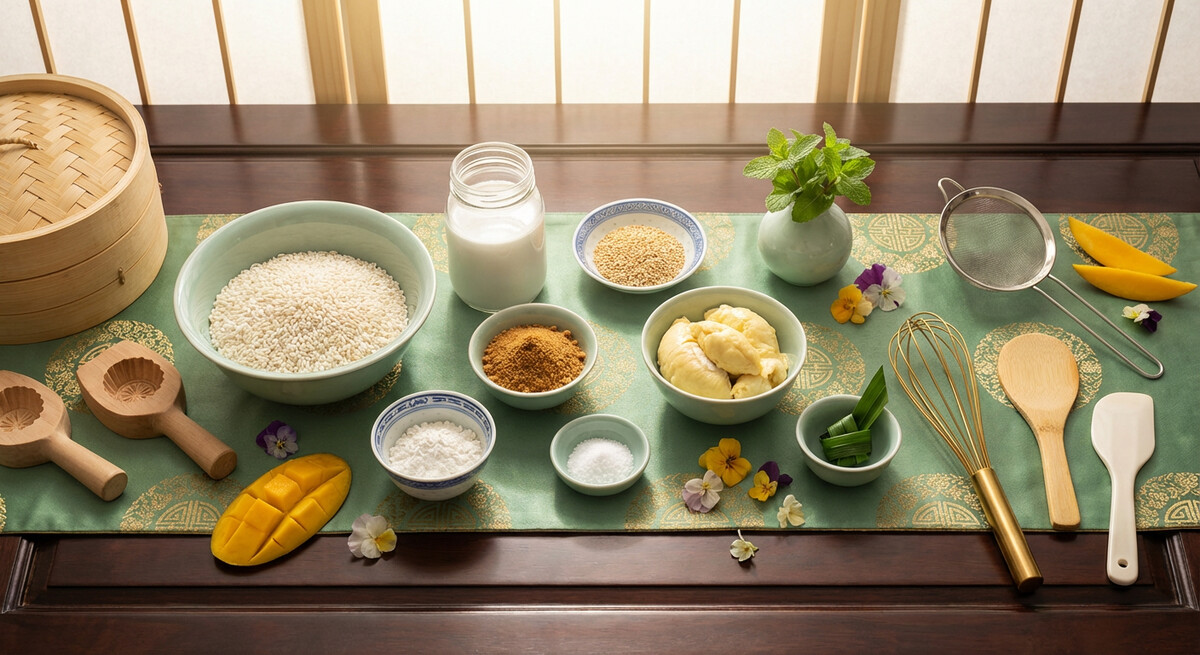 Mise en place: Riz gluant au durian