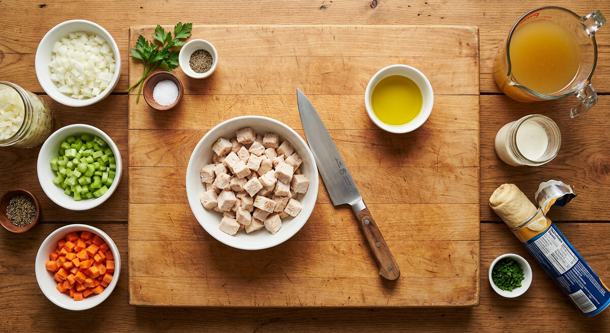 Mise en place: Poulet et quenelles