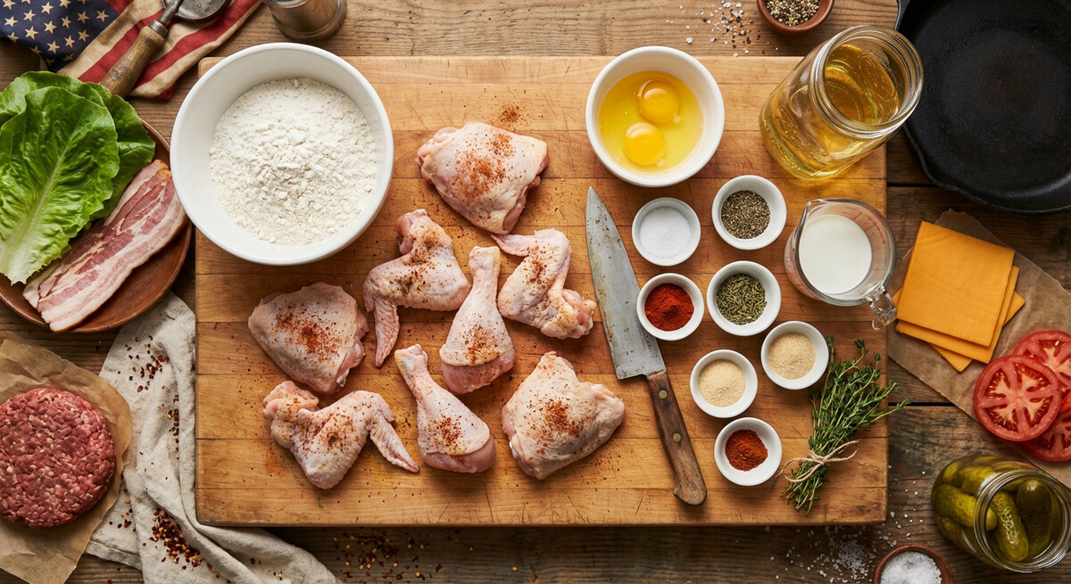 Mise en place: Poulet frit