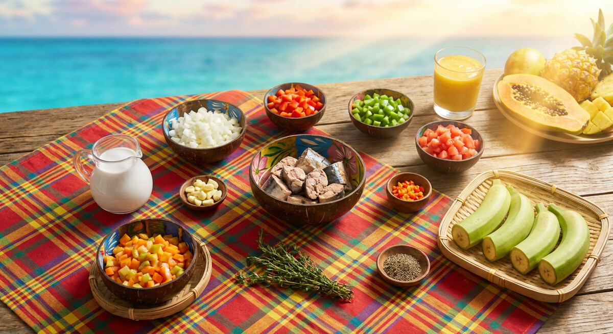 Mise en Place: Jamaikanisches Mackerel Rundown mit gekochten Bananen