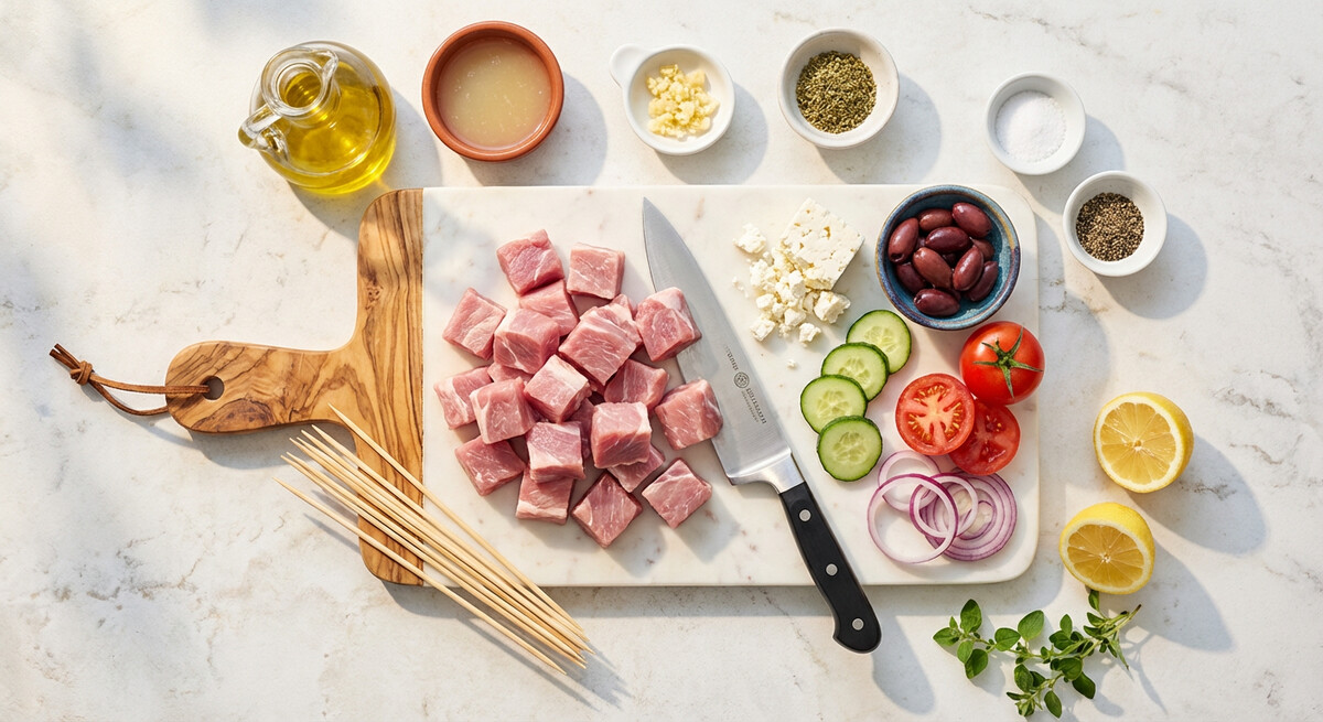 Mise en place: Souvlaki (Porc)