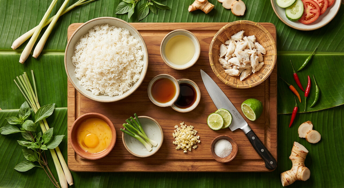 Mise en place: Riz sauté aux crabes