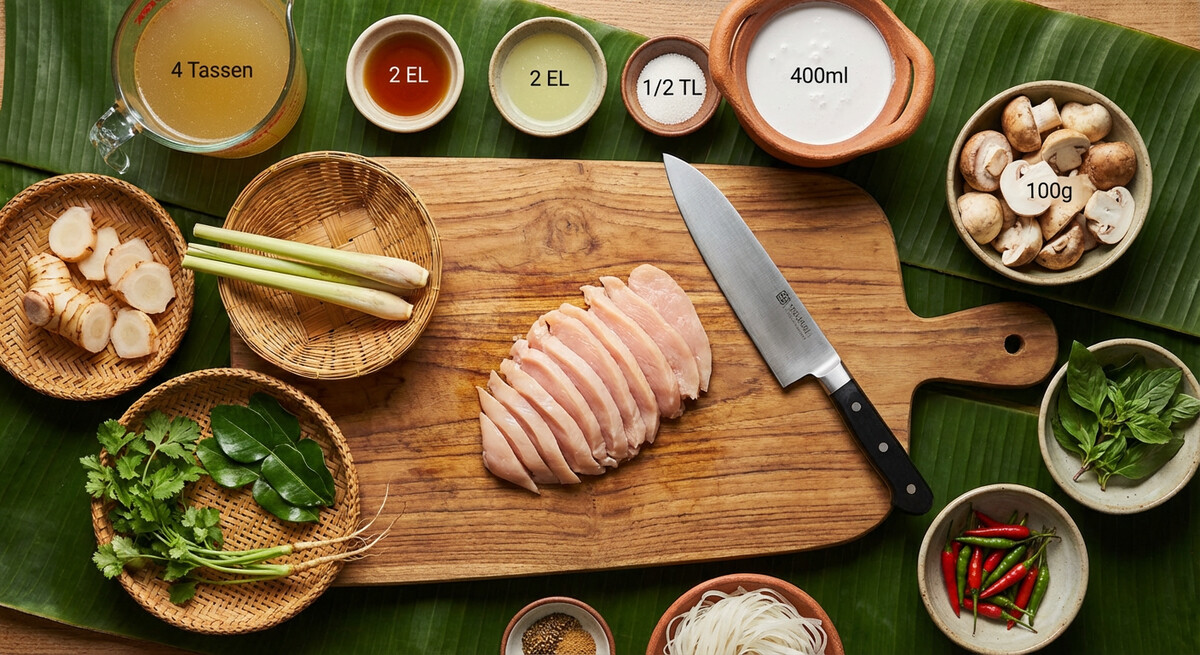 Mise en place: Tom Kha Gai (Soupe de poulet et lait de coco)