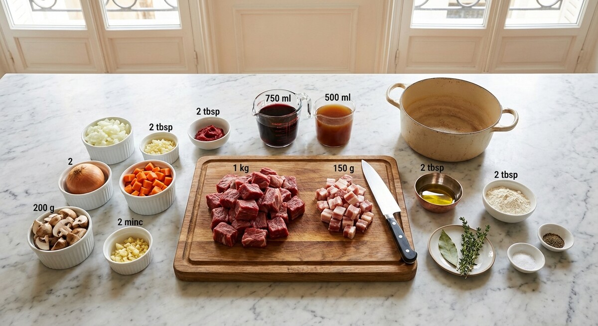 Mise en place: Buey Bourguignon