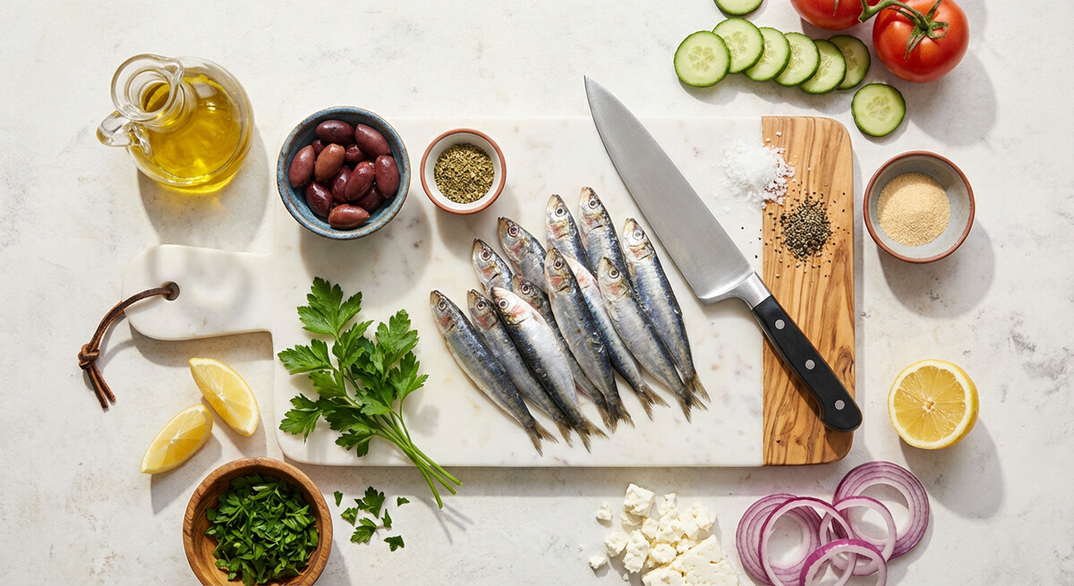 Mise en place: Sardines grillées