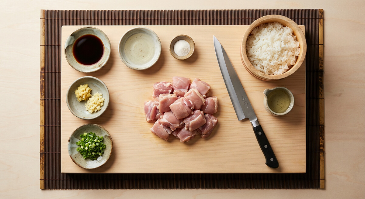 Mise en place: Karaage de Poulet Grillé avec Riz