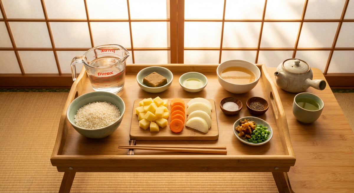 Mise en place: Petit-déjeuner riz au curry japonais