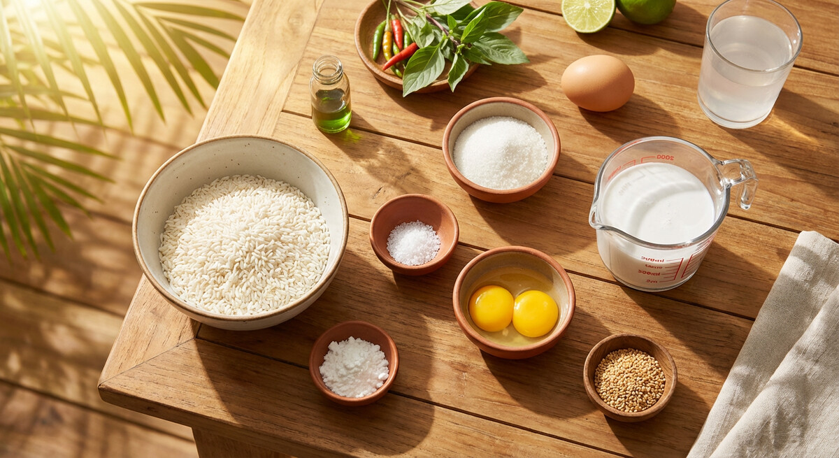 Mise en place: Khao Niao Sangkhaya (Riz gluant à la crème de coco)