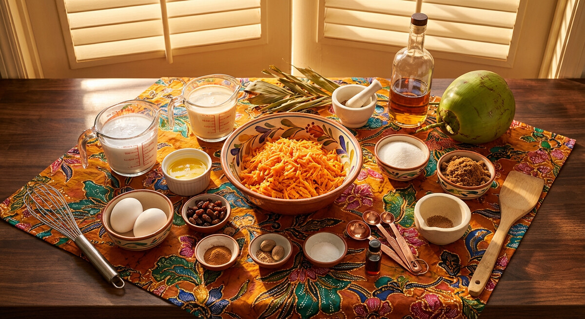 Mise en Place: Süßkartoffel-Pudding (Guyana)