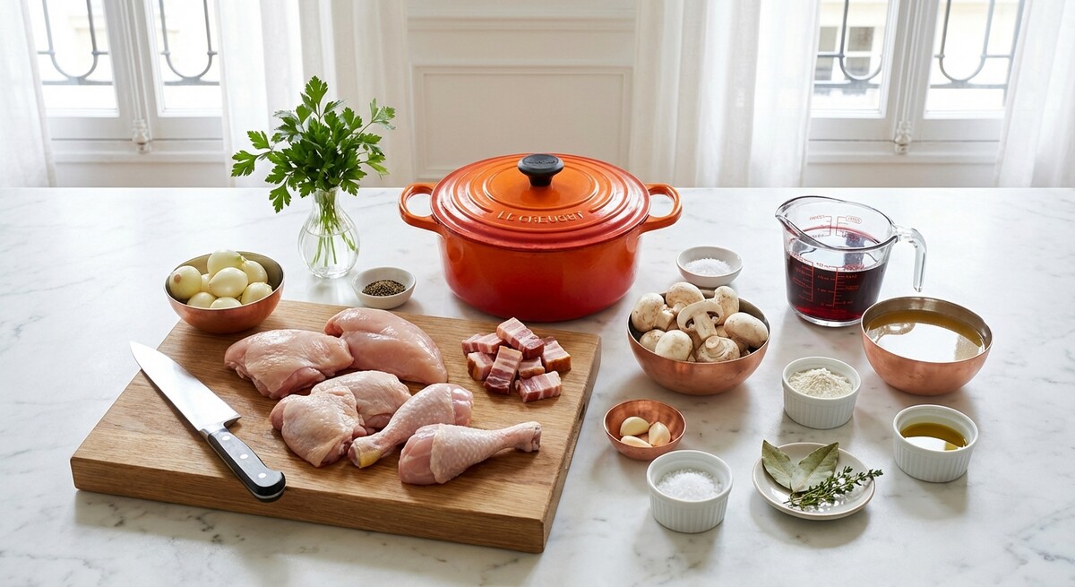 Mise en place: Coq au Vin