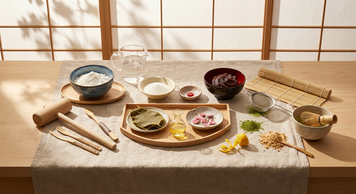 Mise en place: Sakura Mochi (Style Kanto)