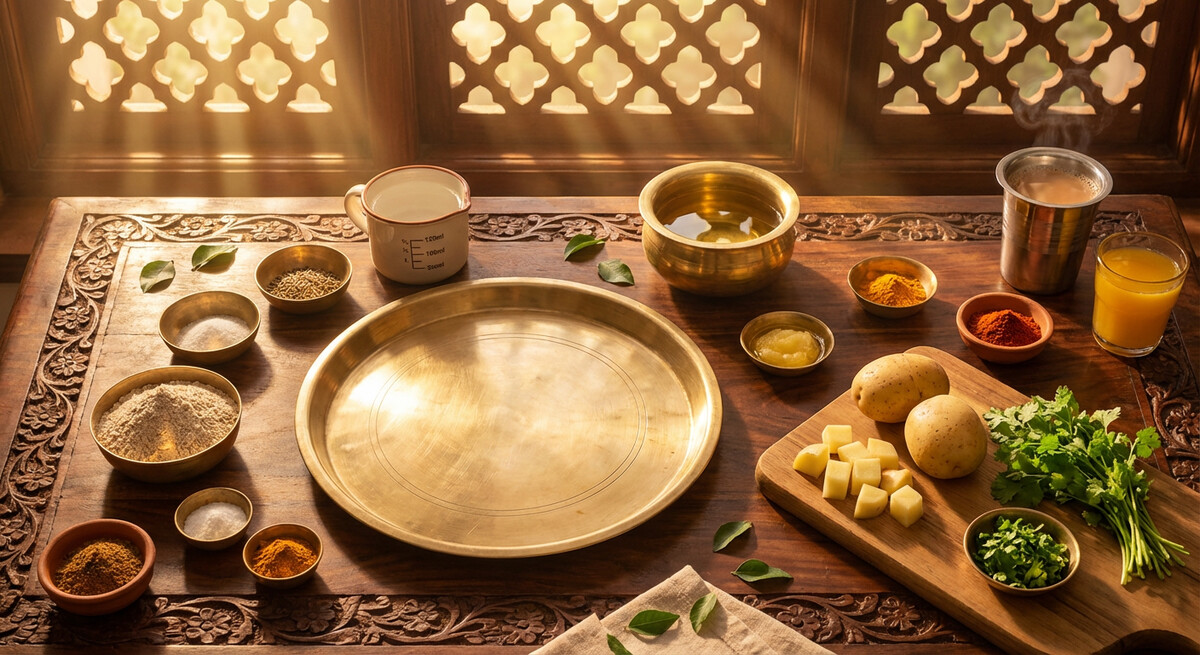 Mise en place: Puri con Curry de Patatas