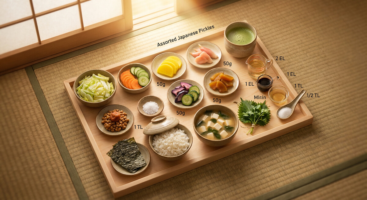 Mise en place: Tsukemono moriawase - Assortiment de légumes japonais marinés