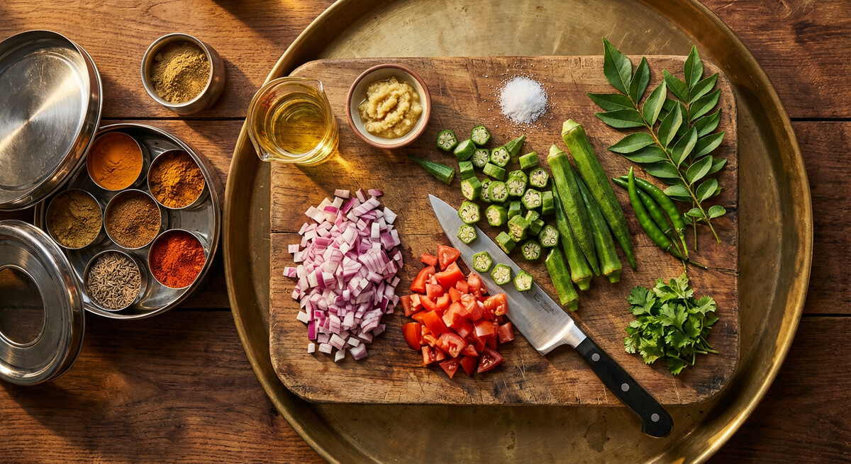 Mise en place: Bhindi Masala
