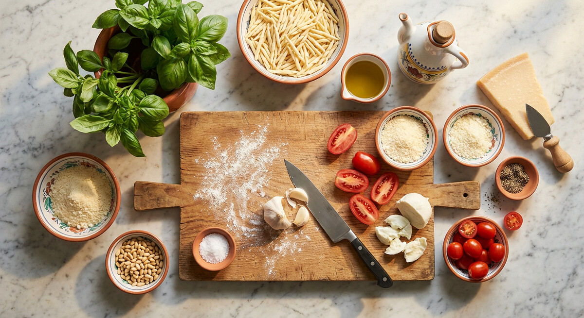 Mise en place: Pâtes au Pesto Génois