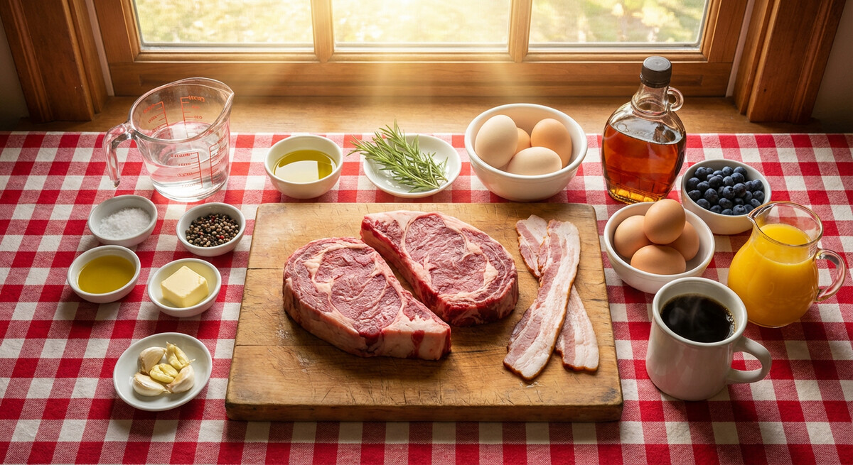 Mise en place: Steak et Œufs