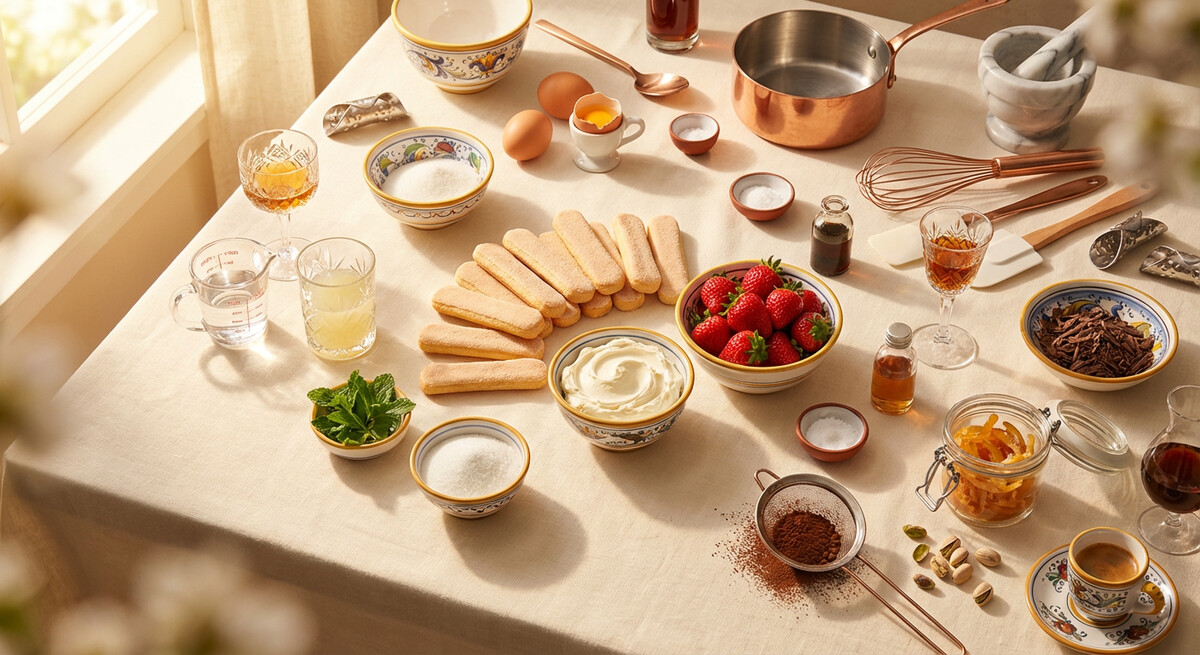 Mise en place: Tiramisú de fresa