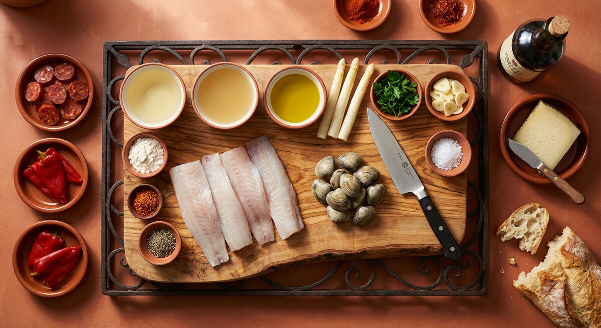 Mise en place: Merluza estilo vasco